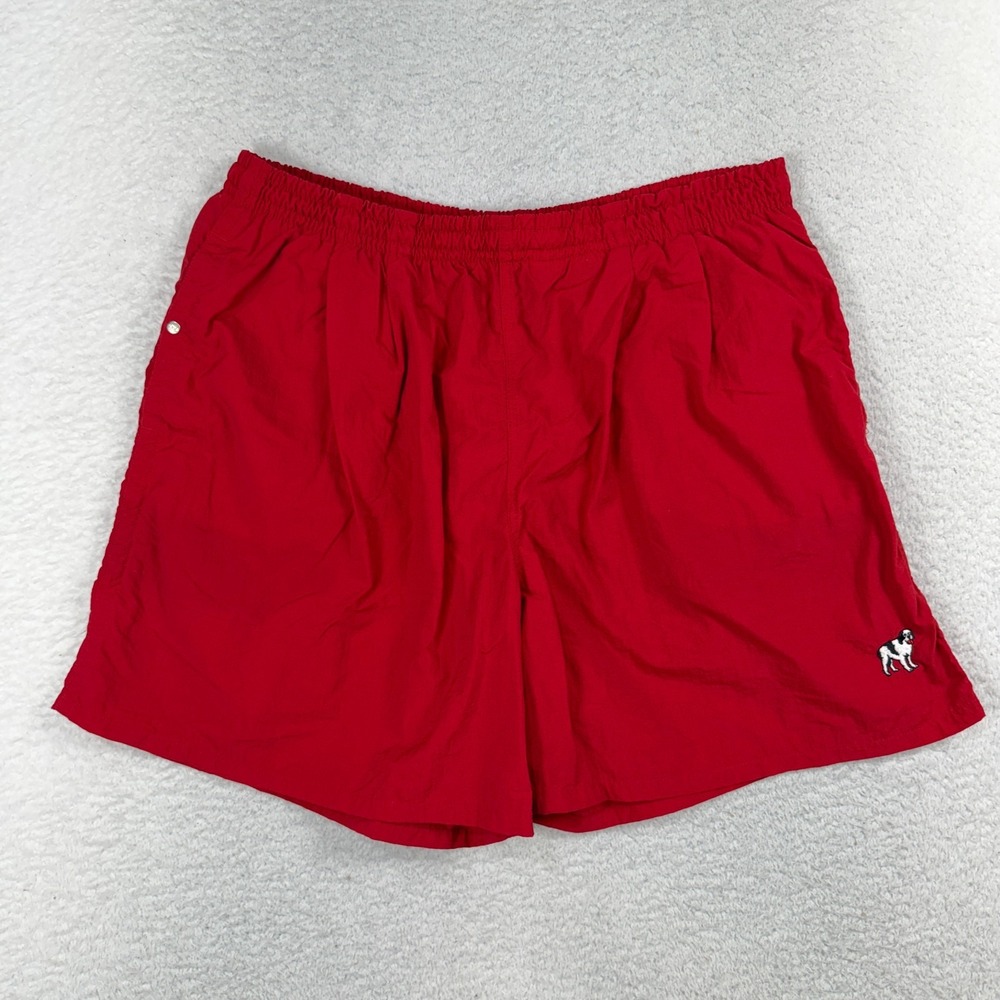 BIG DOG Vintage Classic 90s HONG KONG Lined Swim Trunks w/Pockets Red XL W35